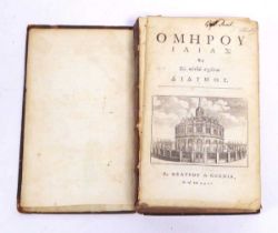 Homer's Ilias in Greek, date unknown. Has an inscription of 1782, but edition could date as early as