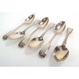 A set of six Victorian silver, fiddle, thread and shell end dessert spoons, maker IL HL, London