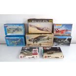 Eight 1:72 scale plastic aircraft kits including: Airfix Ford Trimotor, Heller SNCase SE.535