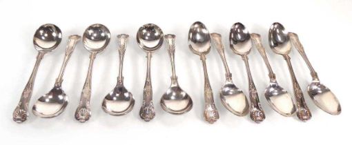 A group of silver Kings pattern flatware comprising: 6 x table forks, 6 x dessert forks, 6 x table