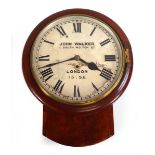 A late 19th/early 20th century drop dial wall clock, the dial painted with BR(S) initials and