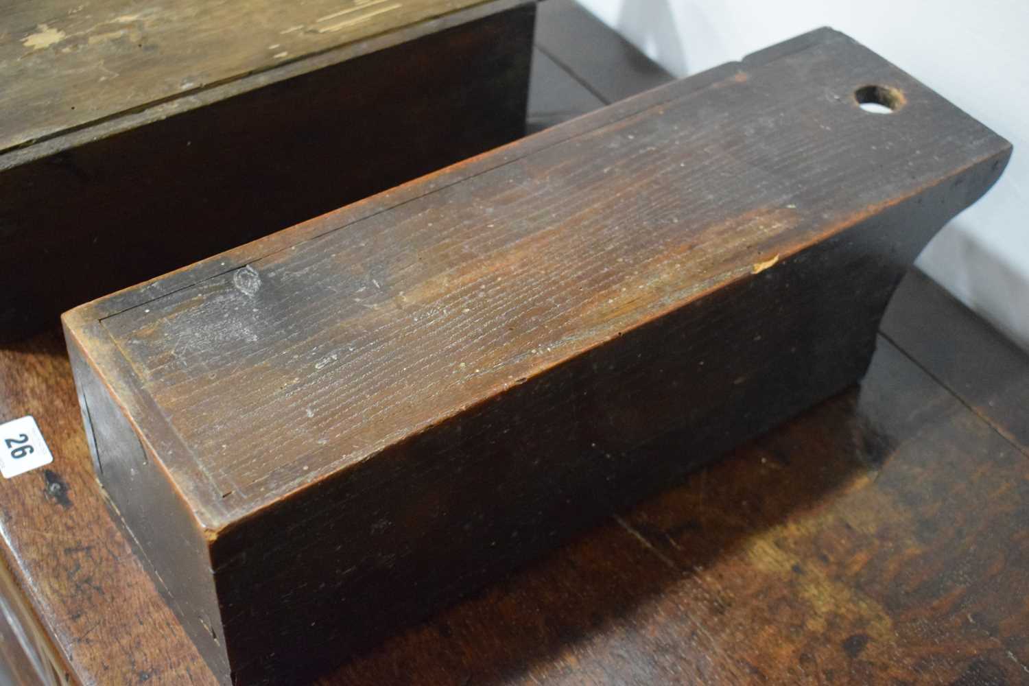 Two Georgian oak wall-mounted candle boxes (2) Backs both loose. Some old worm to both but - Image 2 of 7