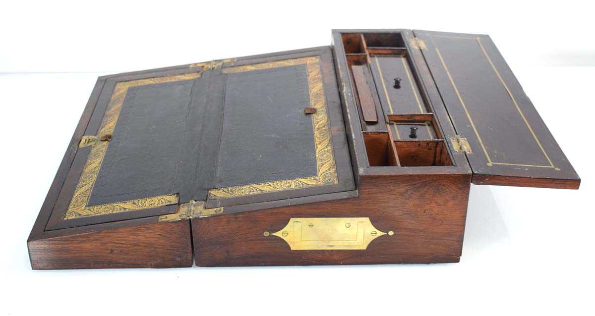 A Regency rosewood and brass mounted writing slope inscribed 'Theresa', 35 x 25 x 12 cm Some - Bild 4 aus 20