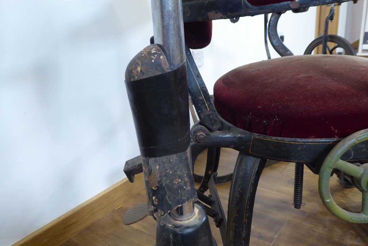 A 19th century cast metal reclining dentists' chair, a WDM Co. pedal operated drill and a rinsing - Image 5 of 14