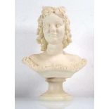 An Arnoldo Giannelli plaster head and shoulders bust modelled as a young female figure, dated