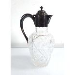 A silver mounted cut glass claret jug, James Dixon, Sheffield 1904, h. 24.5 cm