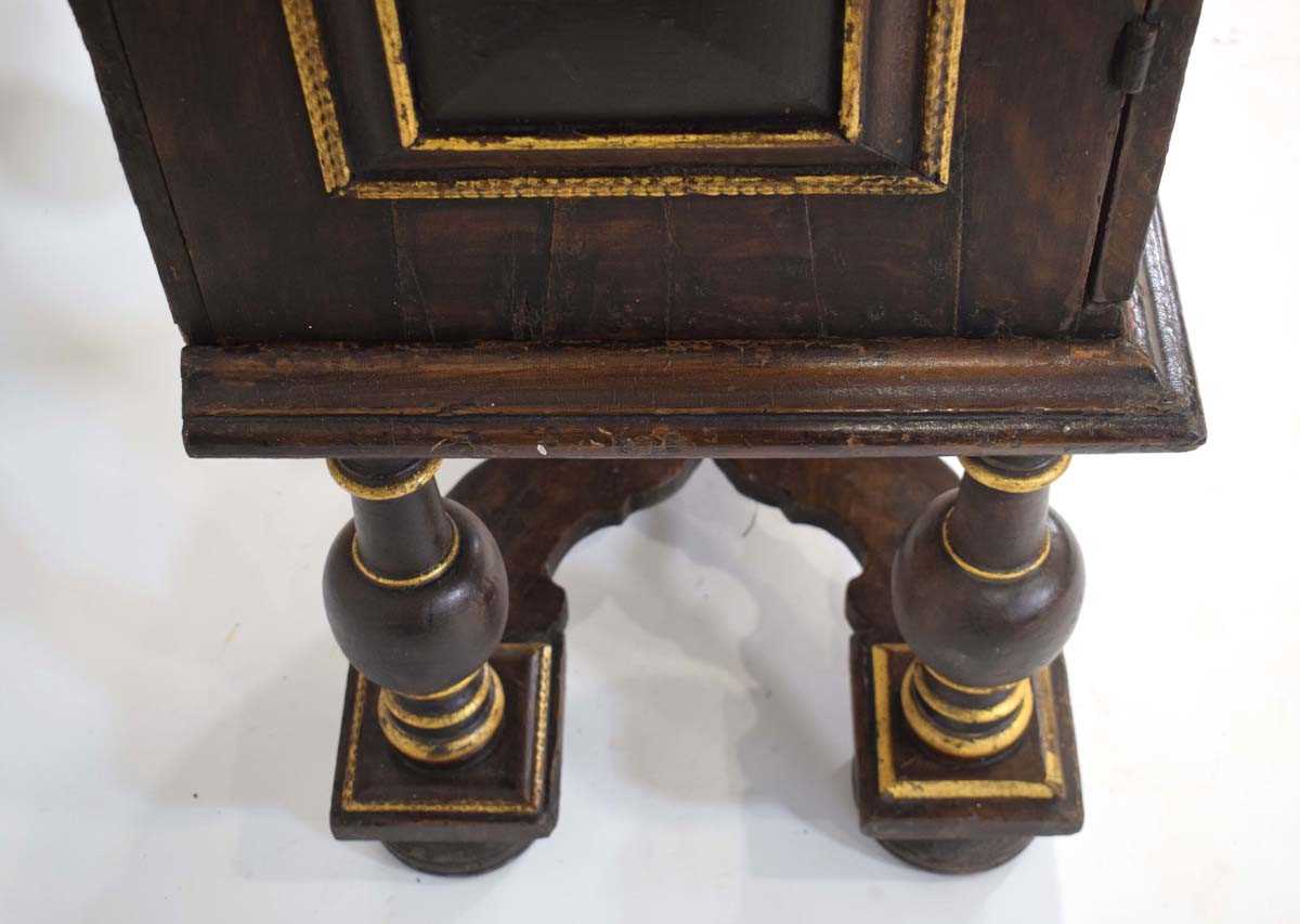 A chest-on-stand in the 17th century manner incorporating later elements, the pair of doors with - Image 7 of 30