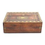A Regency rosewood and brass mounted writing slope inscribed 'Theresa', 35 x 25 x 12 cm Some