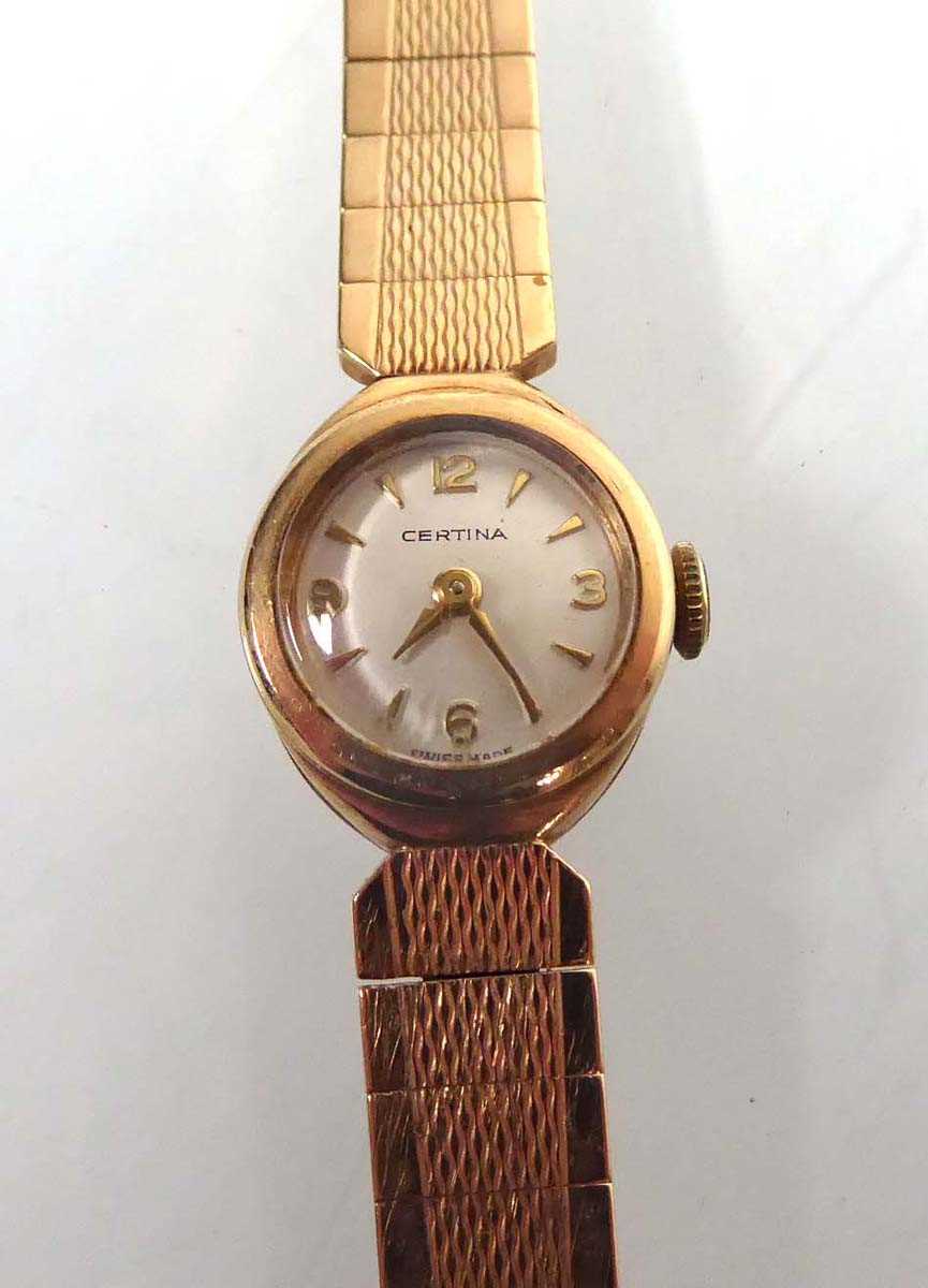 A ladies 9ct yellow gold wristwatch by Certina, the circular dial with Arabic and baton numerals - Image 2 of 3