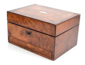 A Victorian walnut sewing box, the interior with silver-plated fitments over a drawer, 30 x 23 x