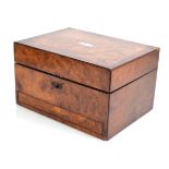 A Victorian walnut sewing box, the interior with silver-plated fitments over a drawer, 30 x 23 x