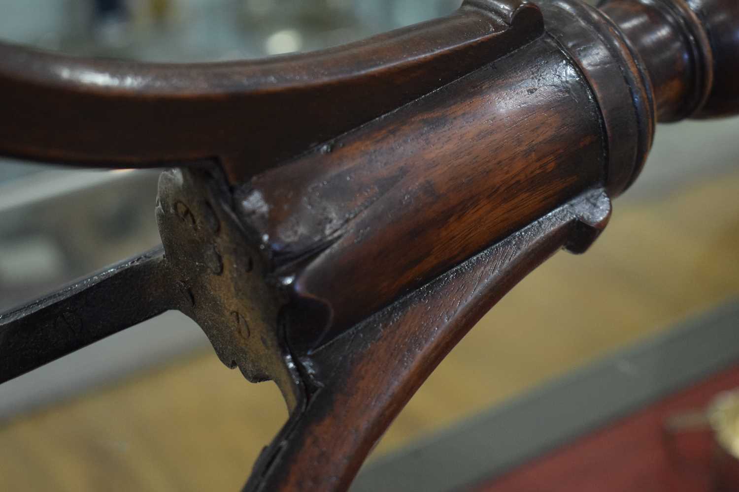 A 19th century mahogany wine table, the circular surface on a turned column and tripod legs, di. - Image 9 of 9