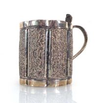 An Anglo-Indian metalware Christening mug of scalloped form with serpent handle, h. 8 cm, 3.1 ozs