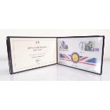 A Harrington & Byrne first day coin cover commemorating Rule Britannia containing a £100 gold