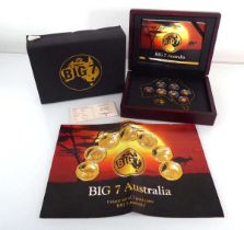 A 7-coin set commemorating the Big & Australia, each 0.5 gms, cased