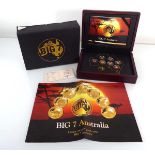A 7-coin set commemorating the Big & Australia, each 0.5 gms, cased
