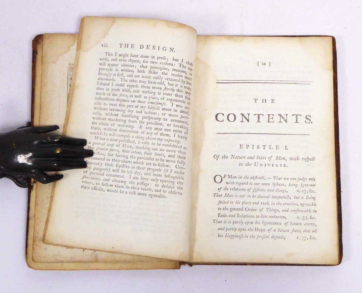 An Essay on Man by Alexander Pope. (J and R Tonson, 1760). Leather bound edition of Pope's work, - Image 2 of 3