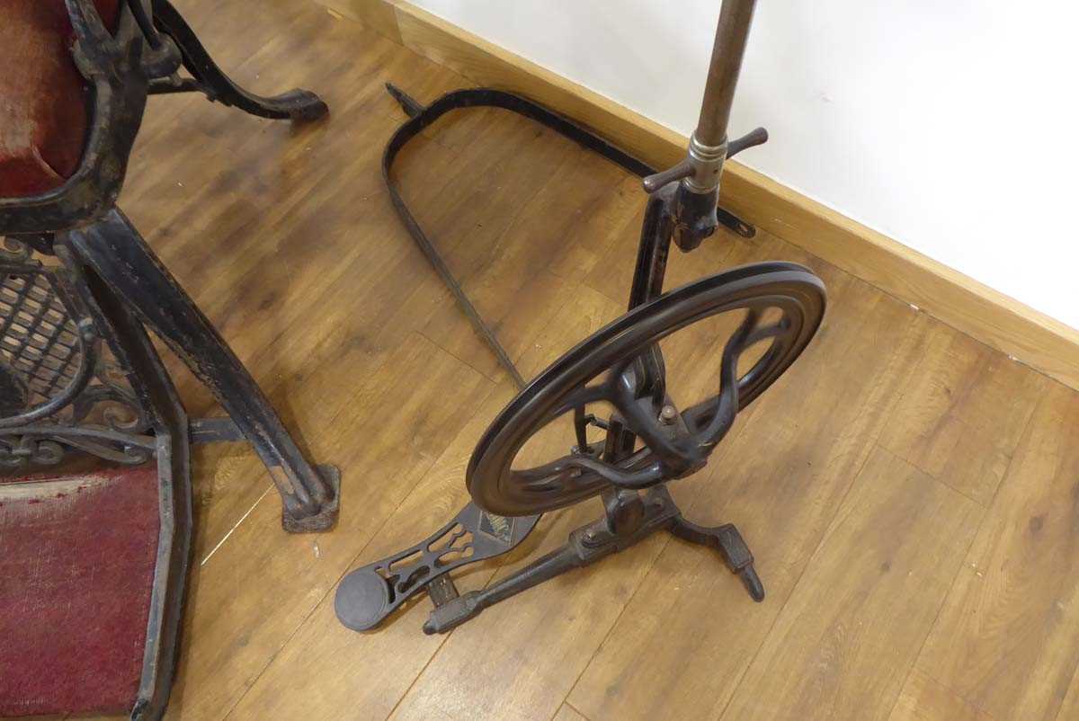 A 19th century cast metal reclining dentists' chair, a WDM Co. pedal operated drill and a rinsing - Image 9 of 14