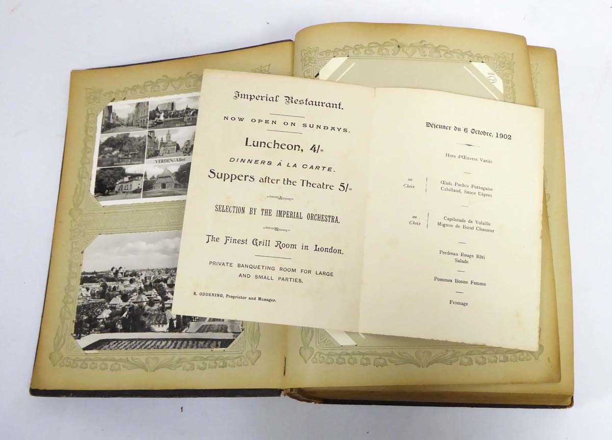 Large leatherbound album containing array of worldwide postcards primarily from 1899-1902, with some - Image 18 of 18