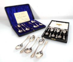 A set of six Edwardian silver teaspoons and a pair of matching sugar nips, maker ISG, Birmingham