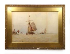 Frederick James Aldridge (1850-1933), 'Trader Entering Port', signed and dated '97, watercolour,