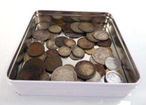A group of 18th century and later silver, part silver and copper coinage including crowns,