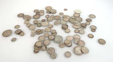 A group of Victorian and later British silver coinage including half crowns, florins, sixpences etc,