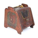 A miniature apprentice model of a coal scuttle with painted decoration, h. 13 cm