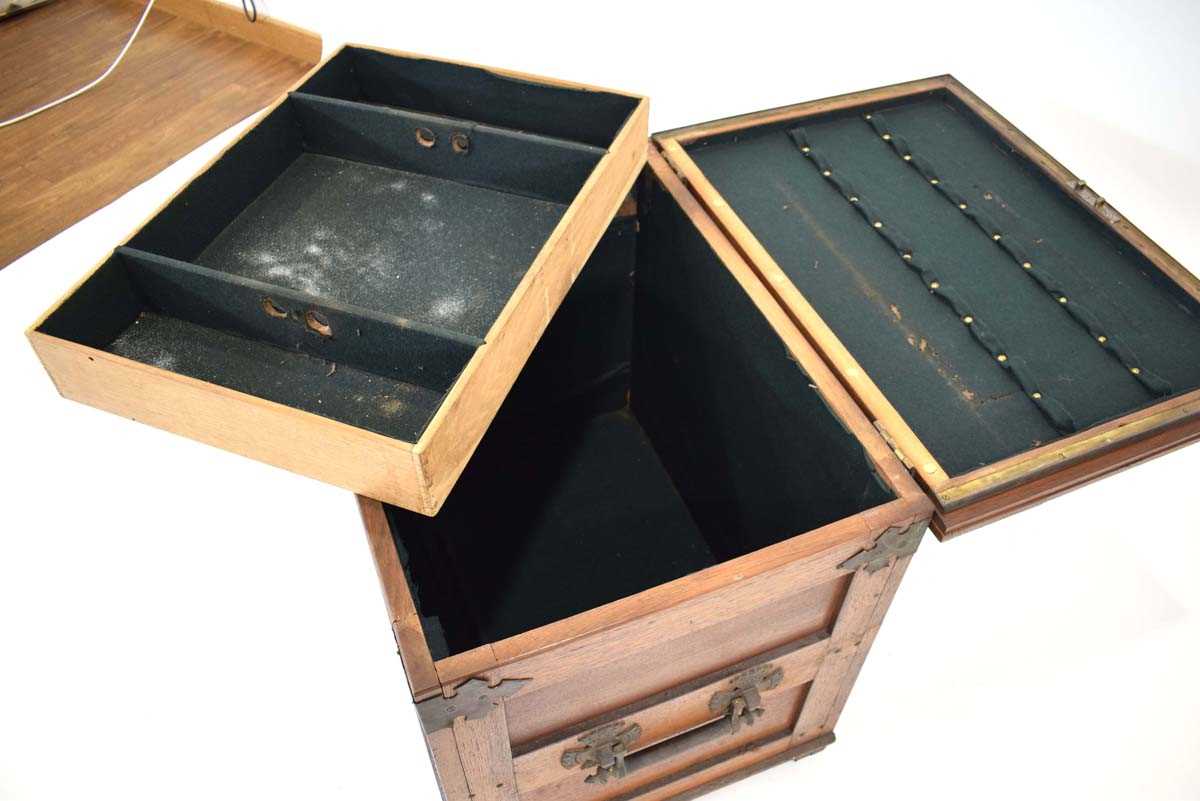 An elm, oak and walnut silver chest with brass mounts and handle, the lid opening to reveal a - Image 6 of 6