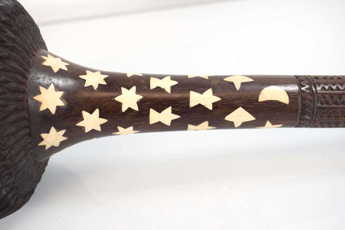 A Fijian i-ula tavatava throwing club, the body inlaid with bone stars and motifs, the handle richly - Image 9 of 13