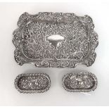 An Edwardian silver and repousse decorated tray of rectangular form, maker HM, Birmingham 1905,