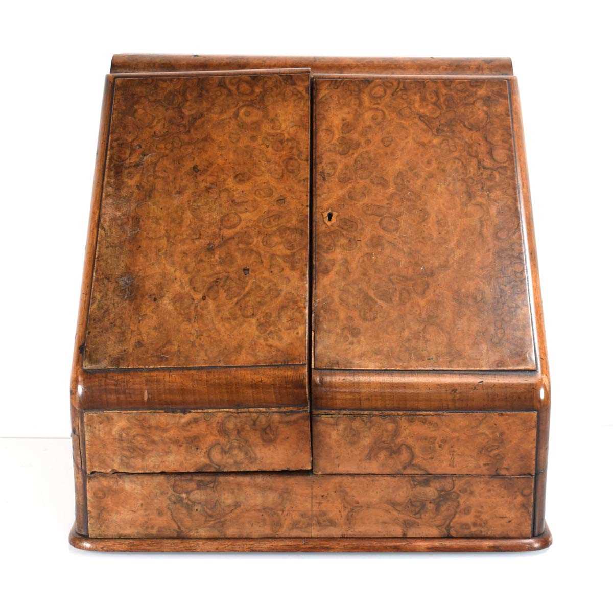 A Victorian walnut letter box, the interior with a calendar section over compartments, 38 x 31 x - Image 2 of 2