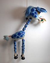 A Pelham 'blue giraffe' puppet; boxed h. 75 cm. See additional images