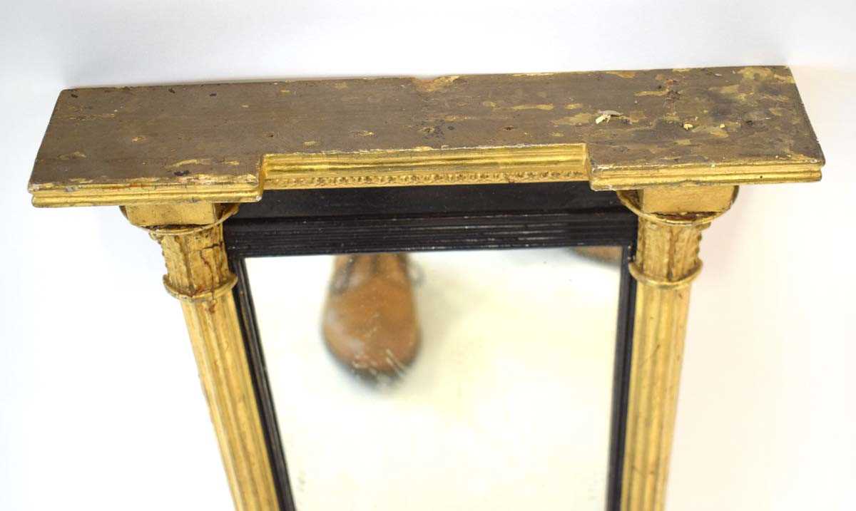 A 19th century giltwood wall mirror in the French style, the rectangular plate flanked by a pair - Bild 2 aus 3