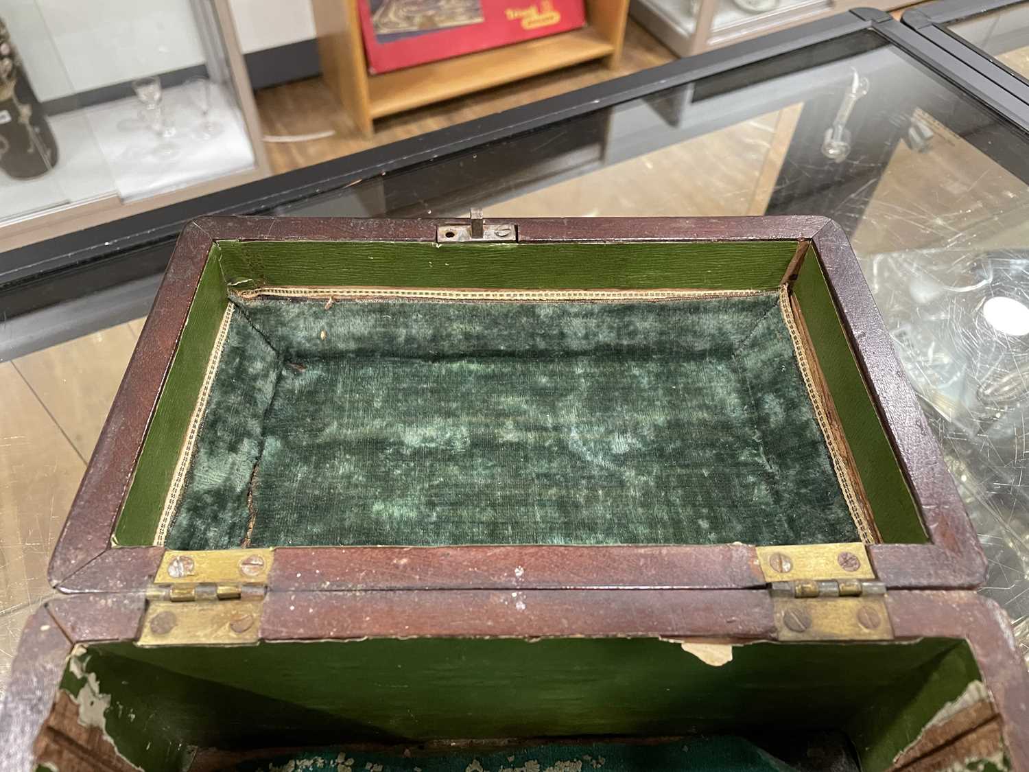 A late 18th/early 19th century mahogany and brass mounted box of casket form with bracket feet, - Image 15 of 18