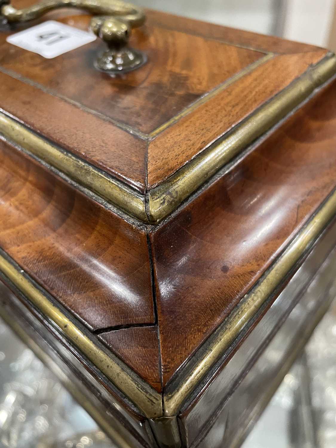 A late 18th/early 19th century mahogany and brass mounted box of casket form with bracket feet, - Image 10 of 18