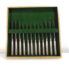 A set of six silver handled table knives and six matching butter knives, Viners, London 1964 (12)
