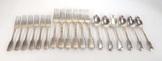 A suite of fiddle and thread pattern flatware comprising: 6 x table forks, 6 x dessert forks and 6 x