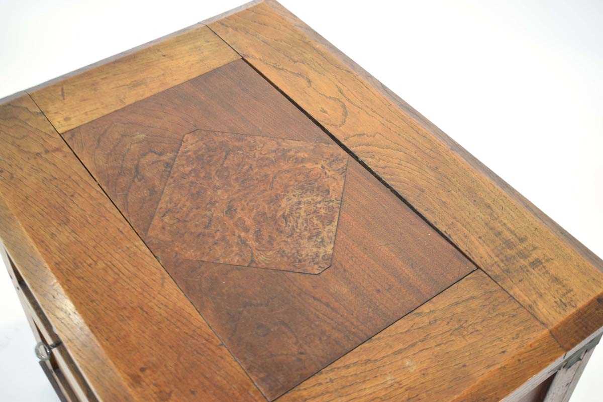 An elm, oak and walnut silver chest with brass mounts and handle, the lid opening to reveal a - Image 3 of 6