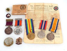 A group of medals including First World War Victory & British War Medal awarded to 376401 Pte. M A