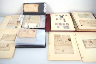 Two albums of 19th century and later stamps, envelopes, post cards and First Day Covers (2)