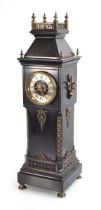 A Victorian clock, the movement stamped 'GR' and striking on a gong, the marble and metalwares