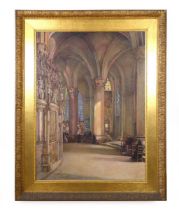 Charles Thomas (20th century), 'Interior of Church, signed with a monogram and dated 1914, oil on