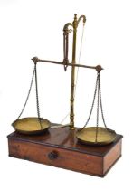 A set of 19th century brass and mahogany scales by 'De Grave Short & Fanner'