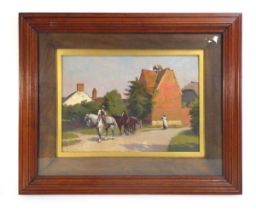 F.. J.. Torrome (20th century), Working horses in a village, signed and dated 1909, oil on