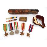 A group of Second World War medals including Defence, War, 1939-1945 Star, Italy Star and Africa