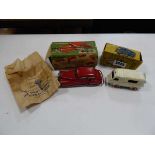 A Joustra 2002 clockwork car and a French Renault ambulance, both boxed (2) Playworn