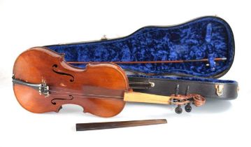 An early 20th century French violin, one-part back, bearing a faux paper label for ''Antonius