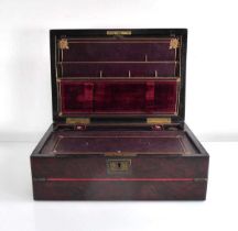 A Victorian rosewood writing slope and desk box with a tooled leather fitted interior, 36 x 25 x