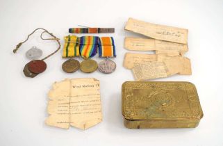 A trio of First World War medals 1683 Pte. B. Heshon West Yorkshire Regiment including British